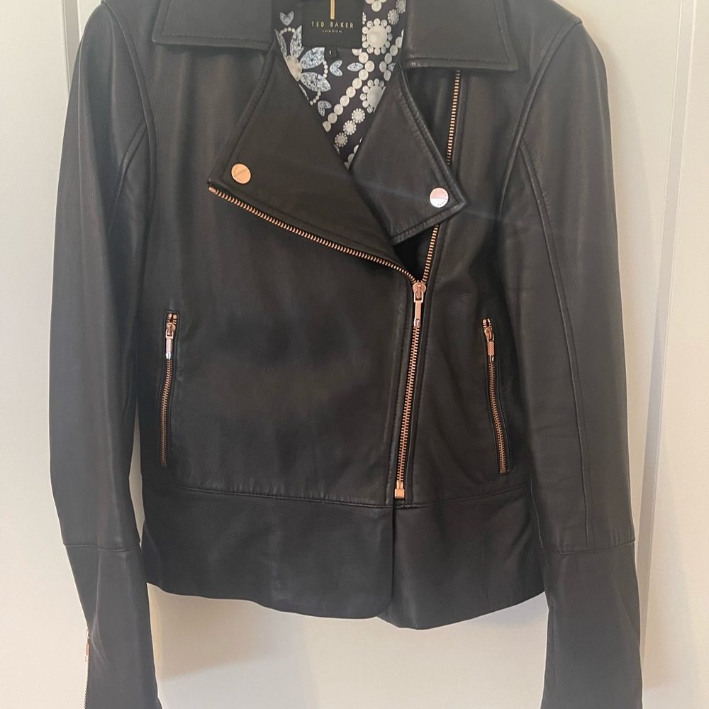 Ted Baker Black Leather Biker Jacket